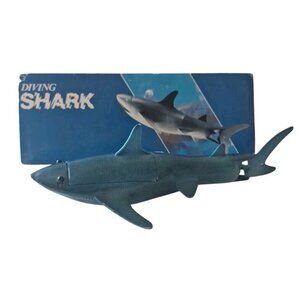1980s Diving Shark Tested Battery Operated Blue Plastic With Box Works